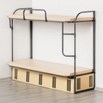 Кровать металлическая двухъярусная с рундуком