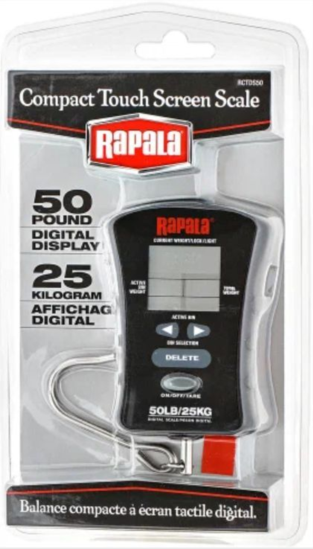 Весы рыболовные электронные Rapala Compact Touch Screen RCTDS50 с подсветкой и памятью, max нагрузка 25 кг