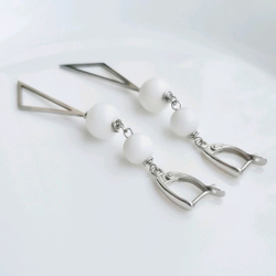 Длинные серьги с белым агатом "Геометрия"