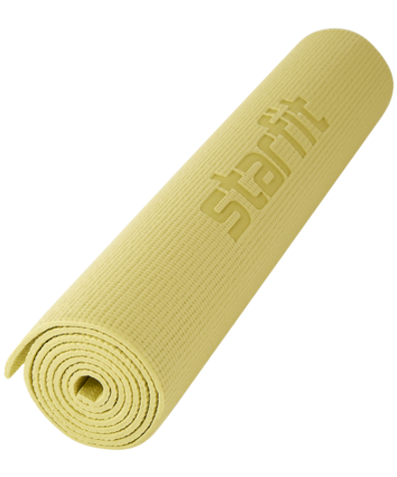 Коврик для йоги и фитнеса FM-101, PVC, 173x61x0,6 см, желтый пастель