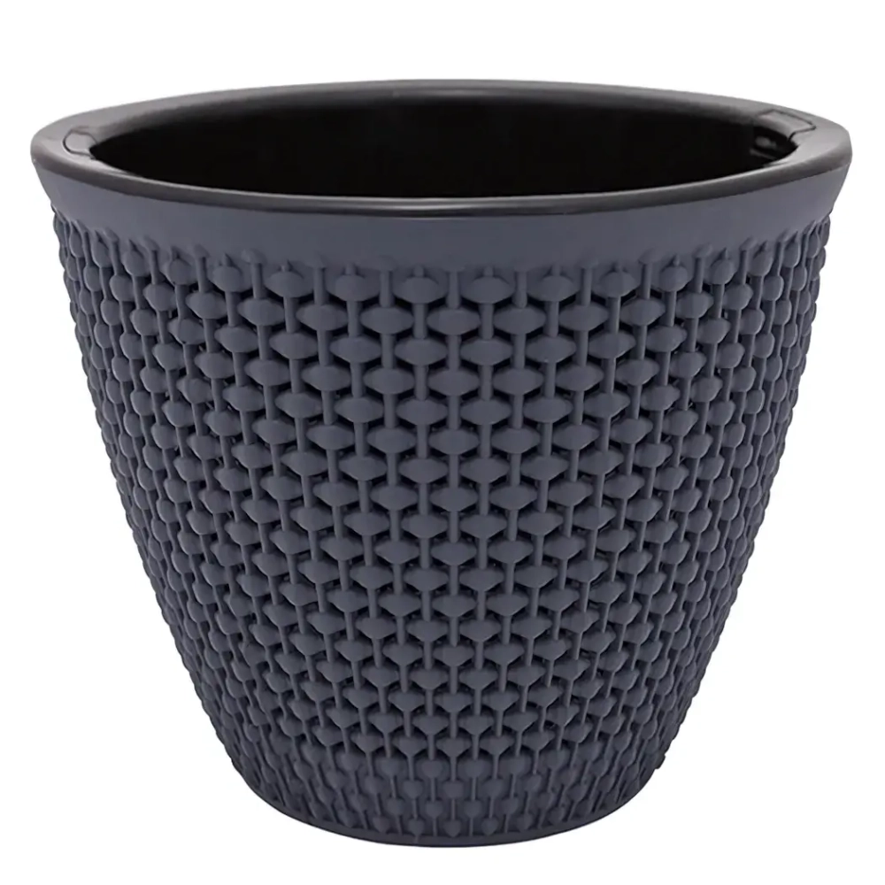 Кашпо для цветов пластиковое 3л d-19 см «Ротанг» Антрацит
