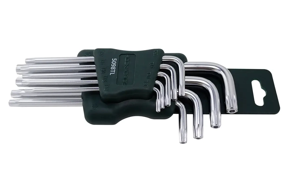 Набор ключей TORX RF-5098TL: длинных Т10Н-Т50Н- с отверстием 9пр. на пласт. держат. ROCKFORCE