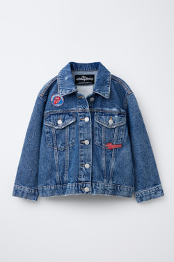 ZARA ДЖИНСОВАЯ КУРТКА С ВОРОТНИКОМ-СТОЙКОЙ, СИНИЙ