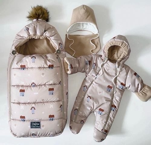 Зимний комплект на выписку "Пушинка принт" (model.27)