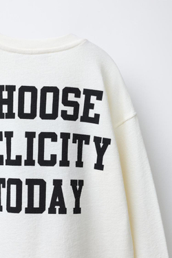 ZARA ФУТБОЛКА С ПРИНТОМ «ЦИФРЫ» И НАДПИСЬЮ, ЭКРЮ