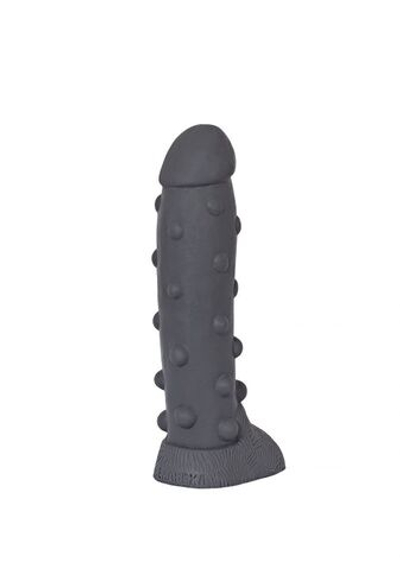 Тёмно-серый фаллоимитатор Троллик с крупными шишечками - 27 см. (Цвет: серый)