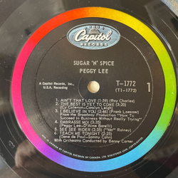 Винтажная виниловая пластинка LP Peggy Lee Sugar N Spice (USA 1962)
