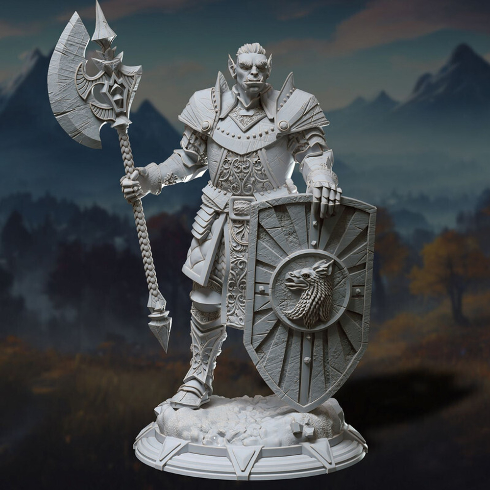 Орк Полуорк Воин Паладин Варвар Файтер Рыцарь миниатюра для dnd, днд, pathfinder, фентези, Настольная игра, НРИ, Варгейм, РПГ