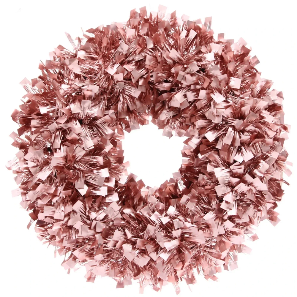 Венок декоративный TINSEL «Изящное сияние» 38 см, Розовое золото