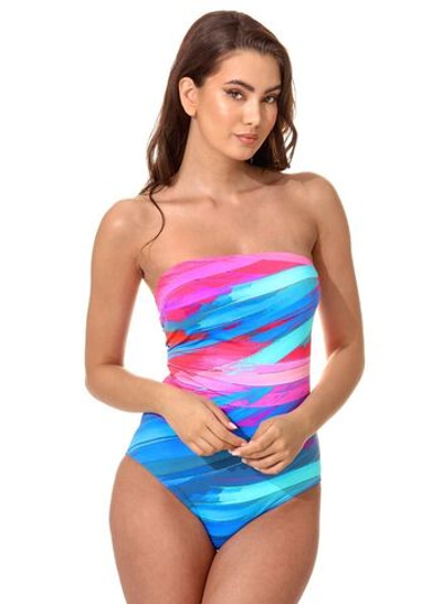 Яркий слитный купальник-бандо Viva la Vida (Размер: B/L) (Цвет: розовый)