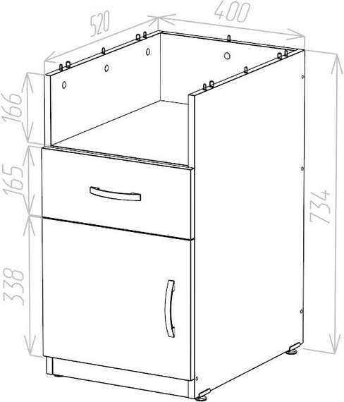 Корпус тумбы приставной 1 ящик Стандарт-Pro ясень шимо темный