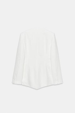 ZARA БЛЕЙЗЕР-СМОКИНГ ИЗ ЛЬНА — ZW COLLECTION, БЕЛЫЙ