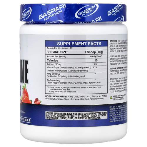 Gaspari Nutrition, креатин HMB, со вкусом клубничного лимонада, 300 г