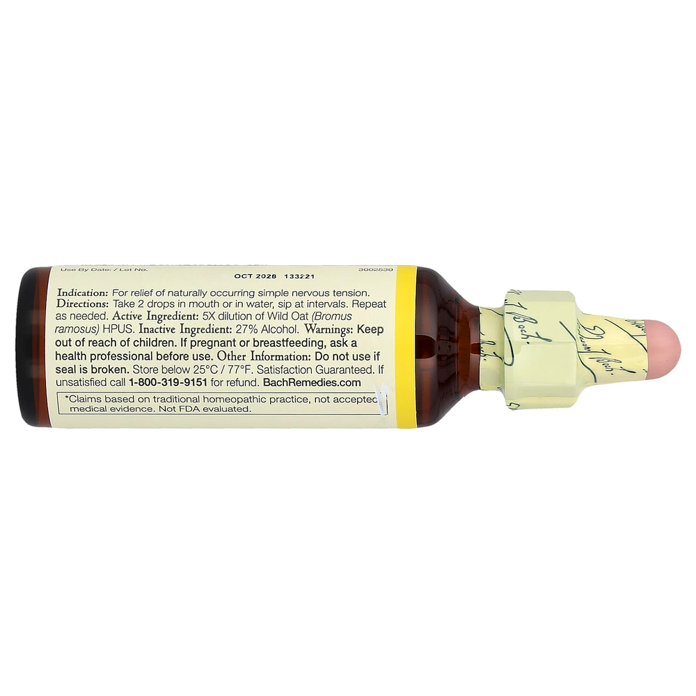 Bach, Original Flower Remedies, дикий овес, 20 мл (0,7 жидк. унц.)