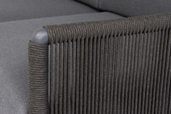 "Джелло" диван 3-местный плетеный из роупа, каркас алюминий темно-серый (RAL7024) муар, роуп темно-серый круглый, ткань темно-серая 027