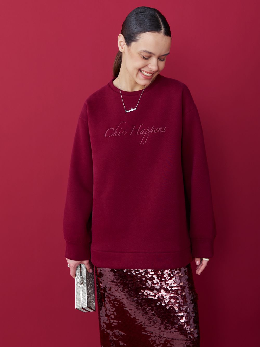 СВИТШОТ CHIC HAPPENS BORDO