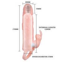 Телесная удлиняющая вибронасадка 17см с клиторальным стимулятором Baile Brave Man BI-026225A