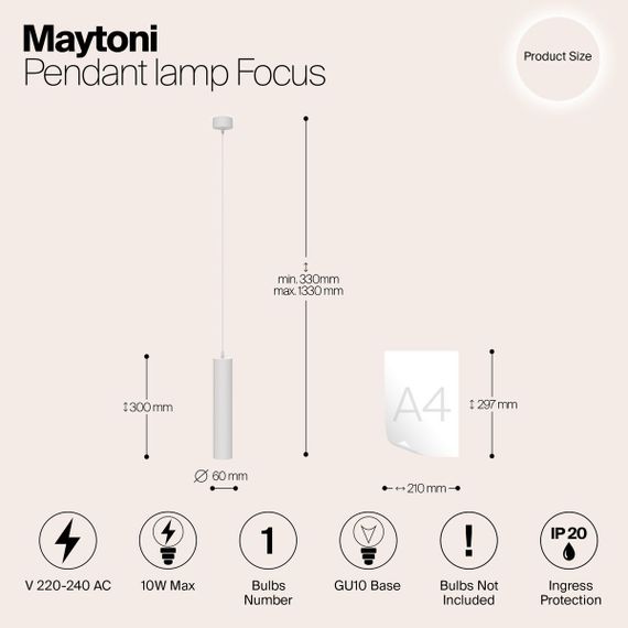 Подвесной светильник Maytoni Technical Focus P075PL-01W