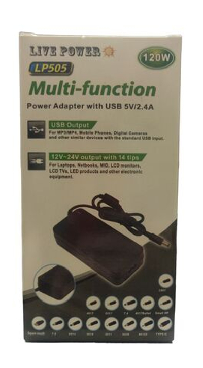 Универсальный блок питания (сетевой адаптер) 12V-24V LP505/ 220 - 12V-24V 120W, +14 Насадок