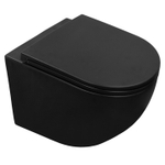 Унитаз подвесной Azario Grado 490х370х360 безободковый с сиденьем микролифт, черный матовый (AZ-0046-MB)