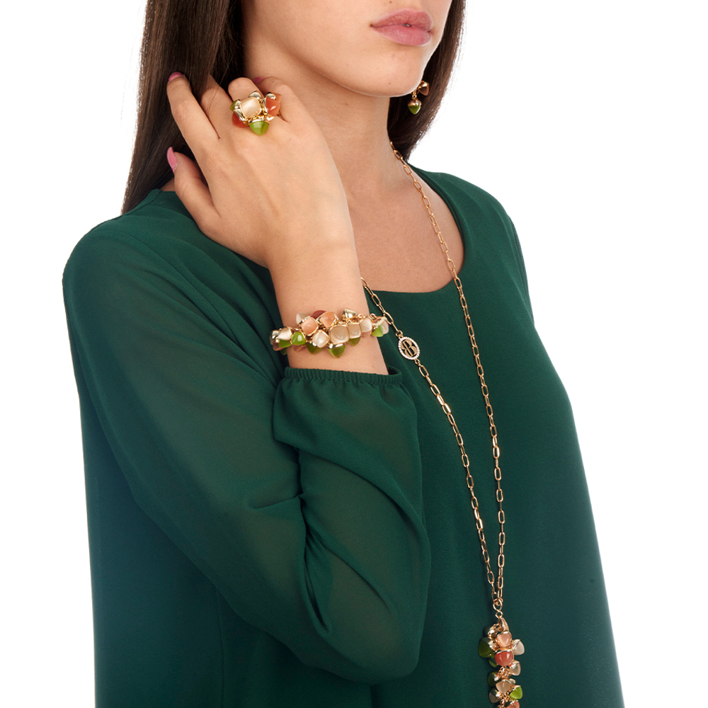 Кольцо Boccadamo Caleida Green-Brown XAN164DV G/BR/G с оливином (хризолотом), опалом, амазонитом