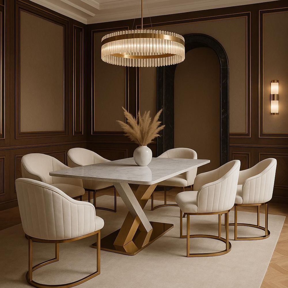 Стул обеденный Ist Casa Пандора Гранд , молочный, глянцевое золото