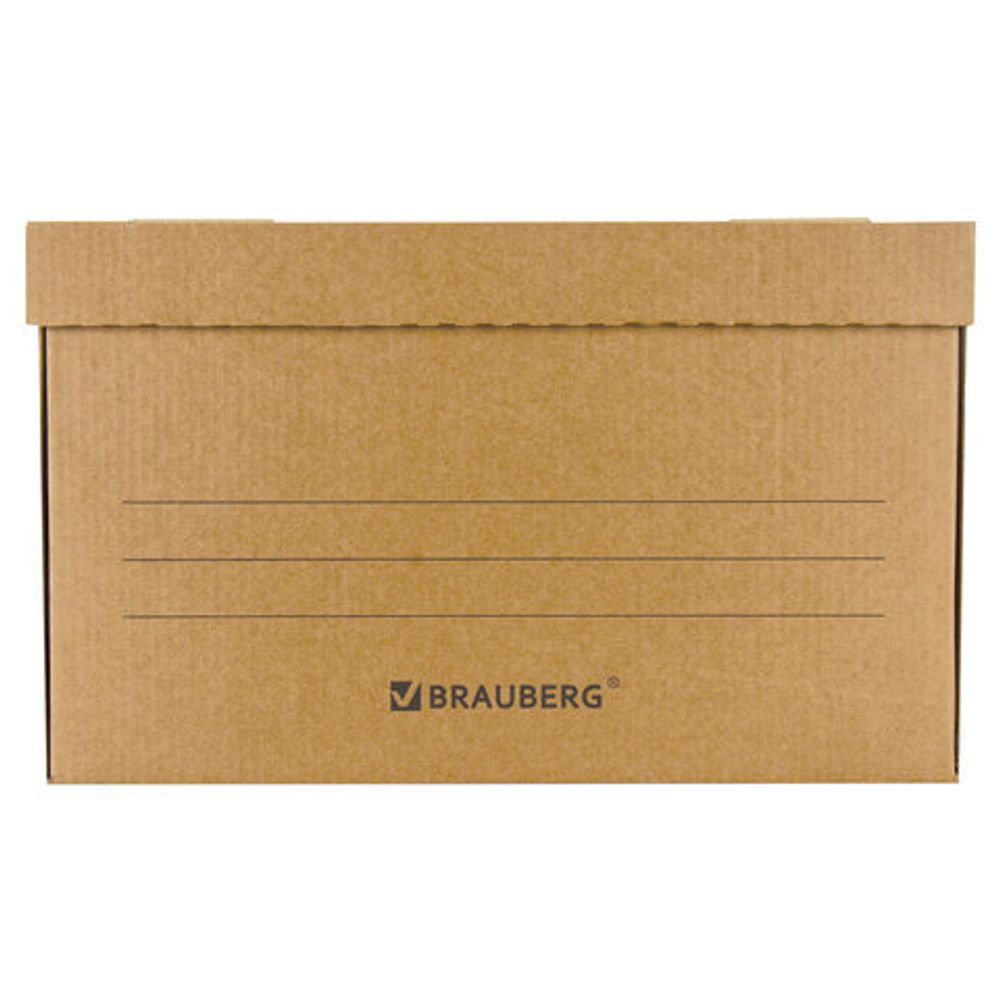 Короб архивный "Делопроизводство" (325х480х295 мм), с крышкой, гофрокартон, BRAUBERG, 126523