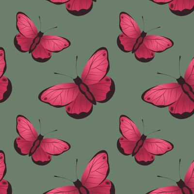 красные бабочки на темно-зеленом фоне