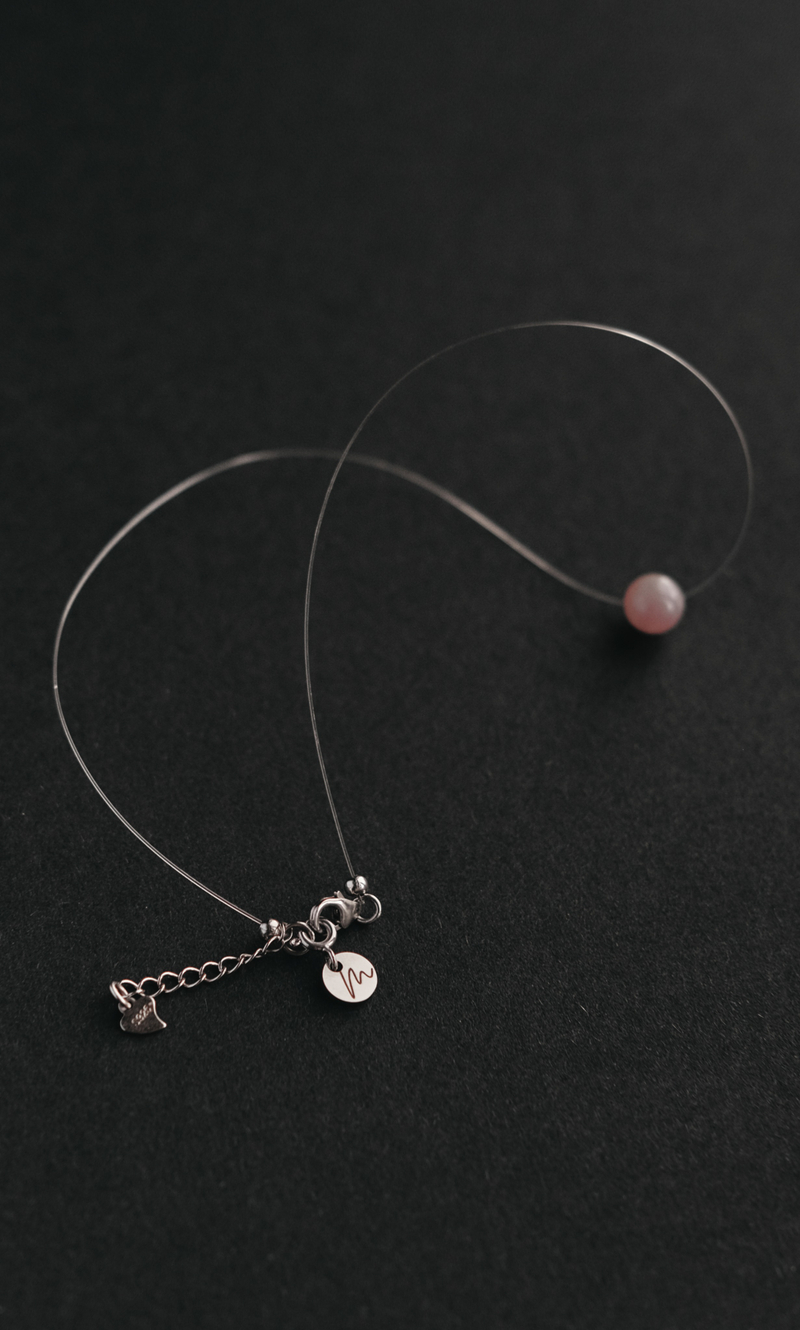 Колье "Memo about Love&Luck" с розовым кварцем 8 мм, 33 см