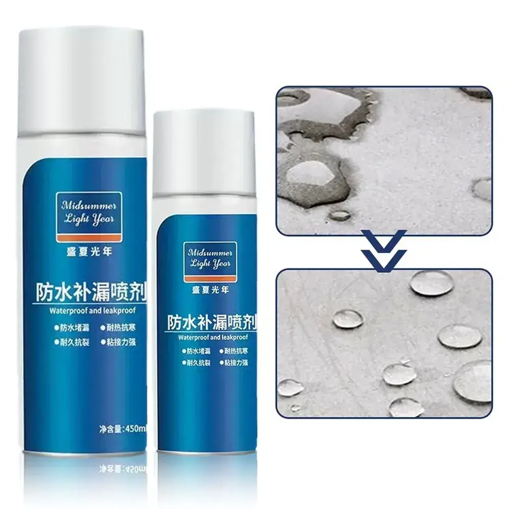 жидкая резина фикс про спрей 3в1 Водонепроницаемый для ремонта крыши, устранения утечек, герметизации трещин, предотвращения протечек на наружных стенах,450 мл(прозрачный)