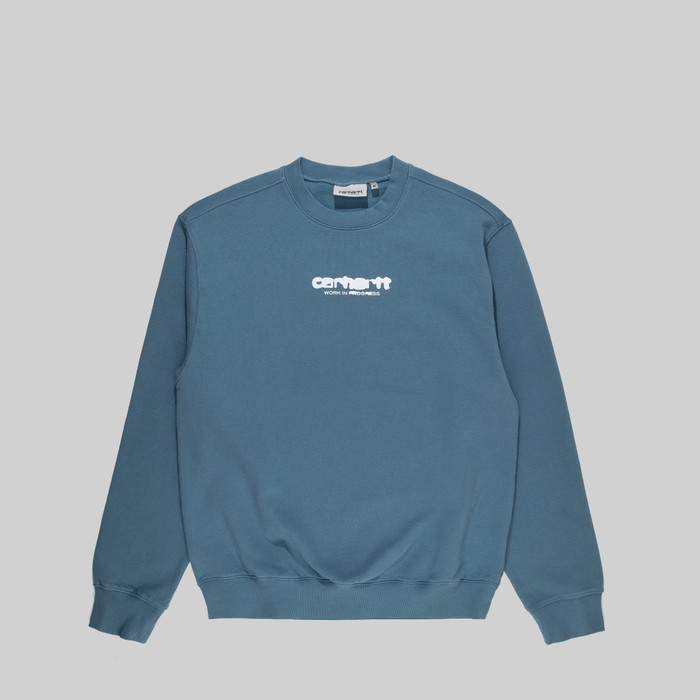 Толстовка мужская Carhartt WIP Ink Bleed Sweatshirt артикул:I032866_vancouver_blue_white - купить в магазине Дайс