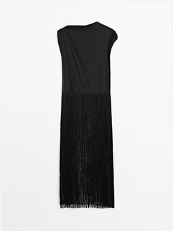 Massimo Dutti Длинный топ с кисточками - Studio, черный
