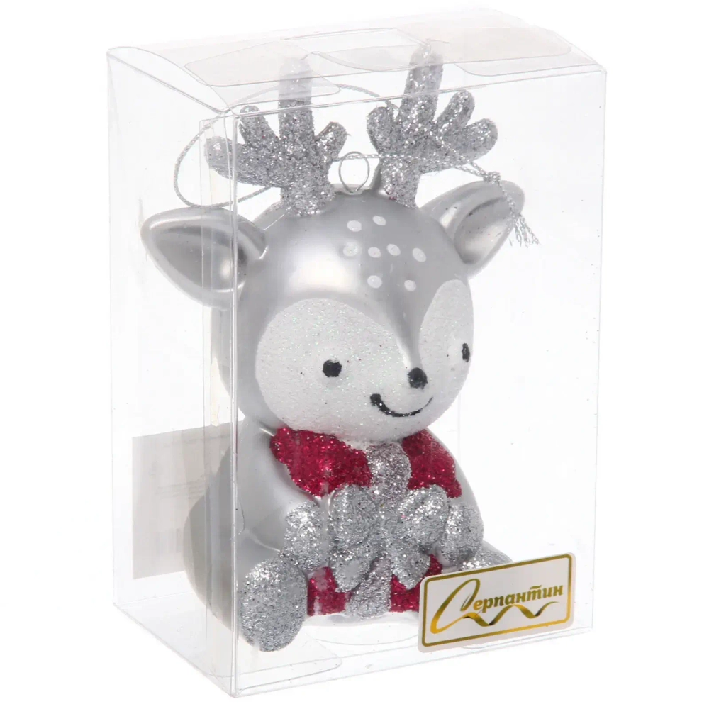 Ёлочная игрушка «Весёлый оленёнок» 8*5.5*11.5 см, Серебро
