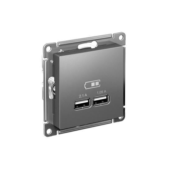 Розетка USB AtlasDesign тип A+A 5В 1х2.1А 2х1.05А механизм сталь SE ATN000933