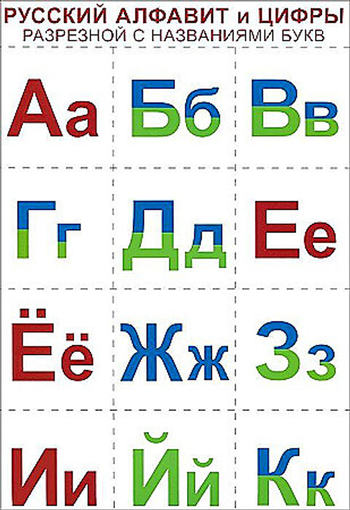 Русский алфавит и цифры (разрезной с названиями букв) 6+