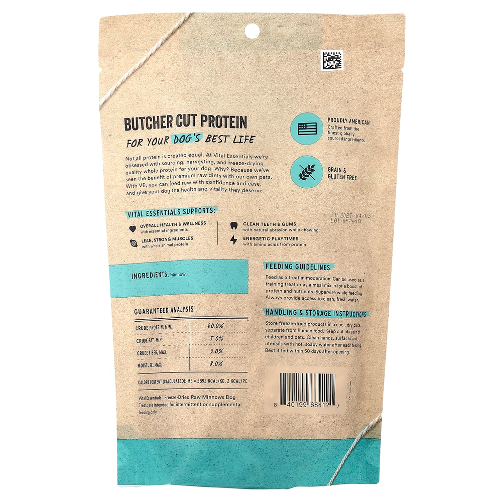 Vital Essentials, сублимированные необработанные лакомства для собак, со вкусом мелиссы, 70,9 г (2,5 унции)