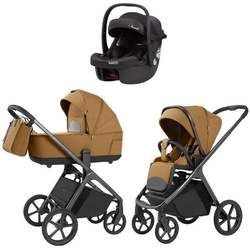 Коляска Carrello Vector 2025 CRL-6551 Ammonite AY329 Pro Absolute Black с базой Isofix 3 в 1 Golden Beige