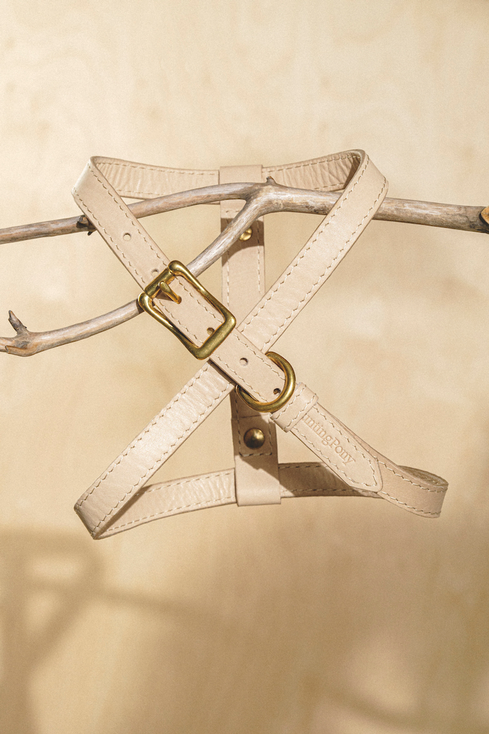 Цельнокожаная шлейка Бежевый