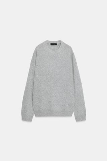 ZARA СВИТЕР С ДЛИННЫМИ РУКАВАМИ И КРУГЛЫМ ВЫРЕЗОМ, СВЕТЛО-СЕРЫЙ
