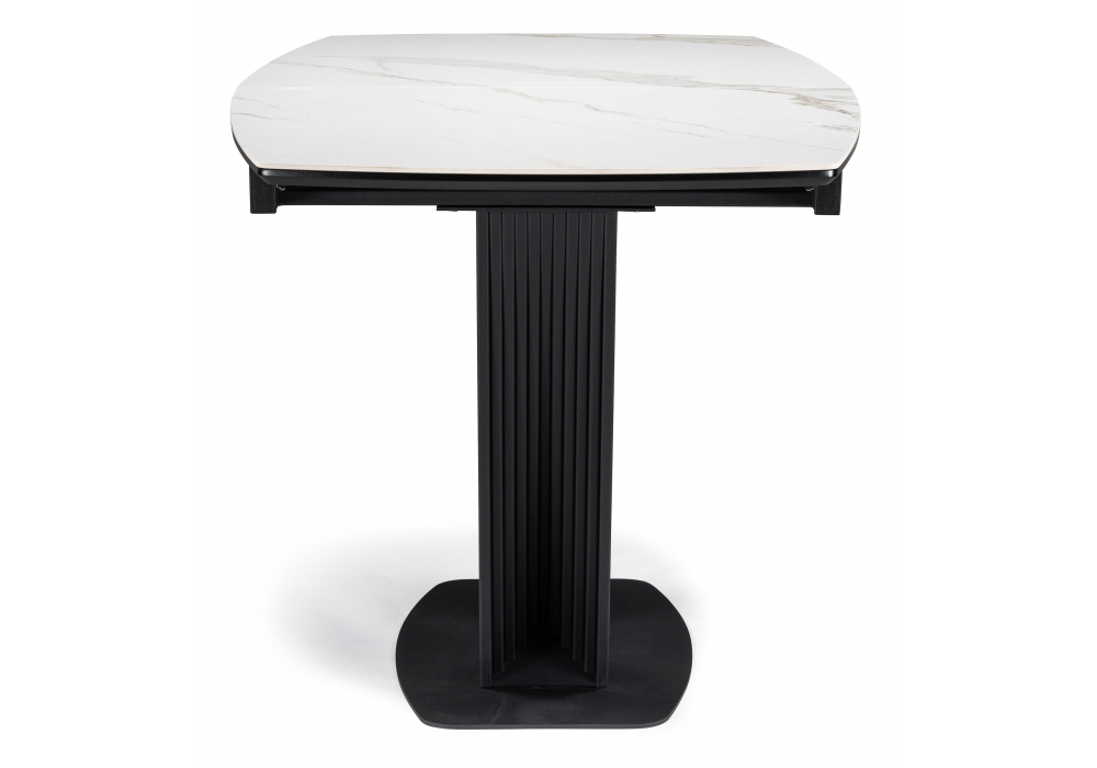 Керамический стол Woodville Вейл 160(205)х89 белый мрамор snow white, черный