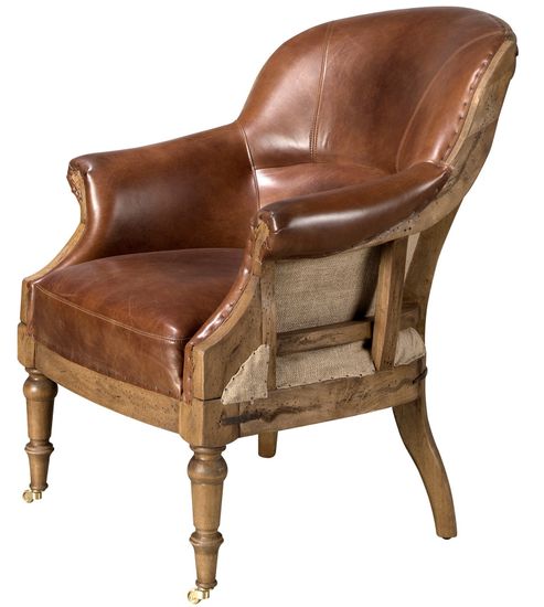 Кресло из кожи коньячно-коричневого цвета, модель 5158