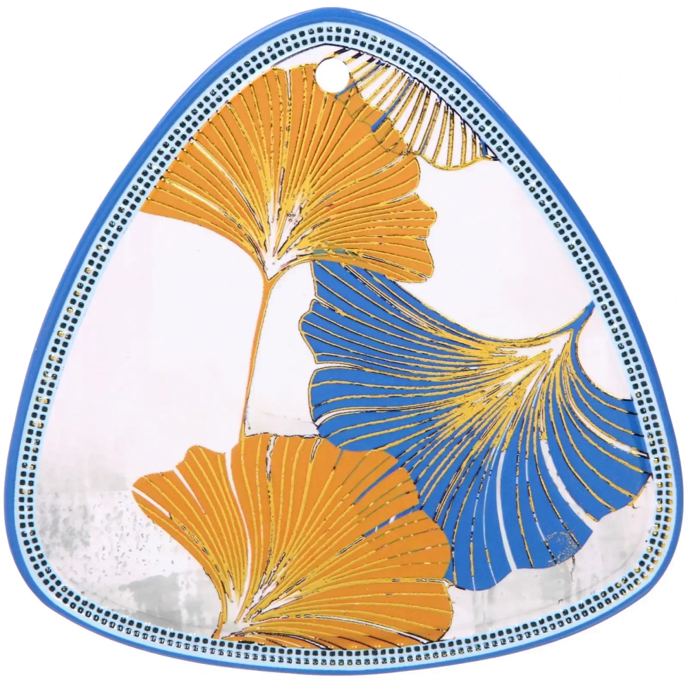 Подставка керамическая 19,5 см «Гинкго» сине-желтые листья