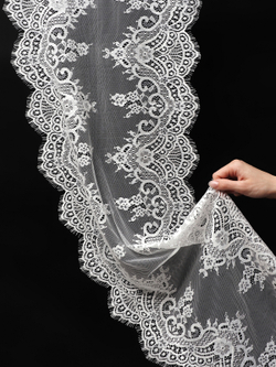 Кружево шантильи для белья теплое белое неэластичное ширина 36 см купон 2,9 м