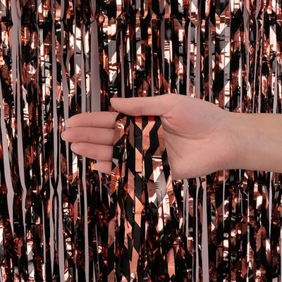 Занавес Дождик Зигзаги, Розовое золото, Металлик, 100*200 см