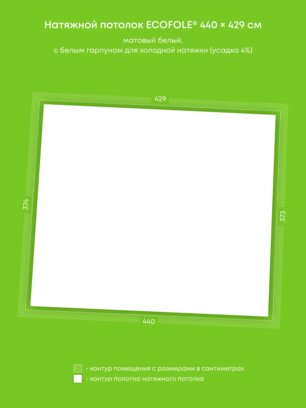 Матовый натяжной потолок 16.2 м2
