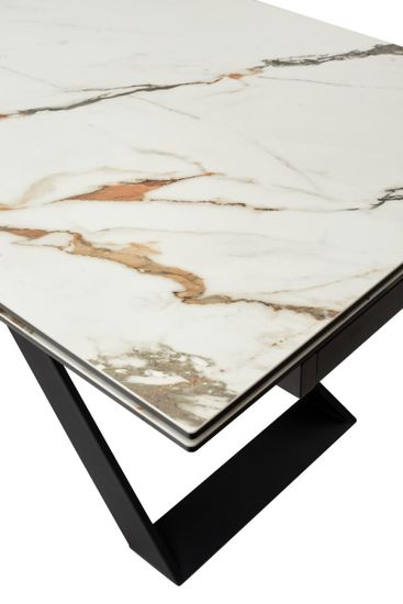 Стол LIVORNO 180 KL-188 Контрастный мрамор матовый, итальянская керамика/ черный каркас