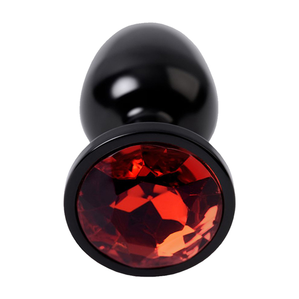 Черная анальная пробка 7,2см с кристаллом красного цвета ToyFa Metal 717007-59
