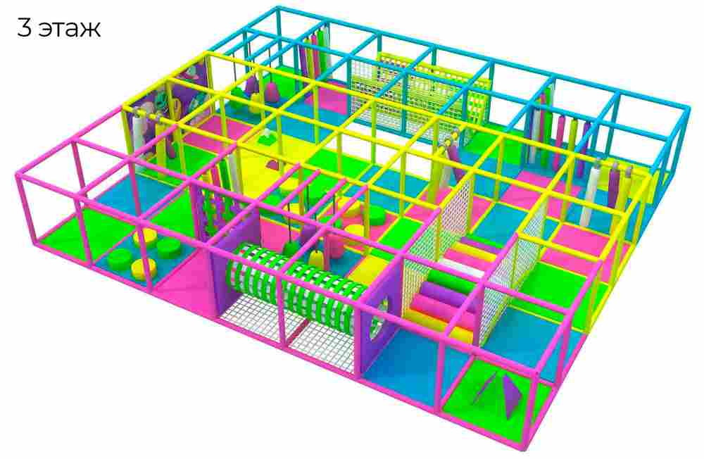 Уличный лабиринт «Звездные приключения» с крышей , 3 этажа. 9,8*8,5*4,8 м