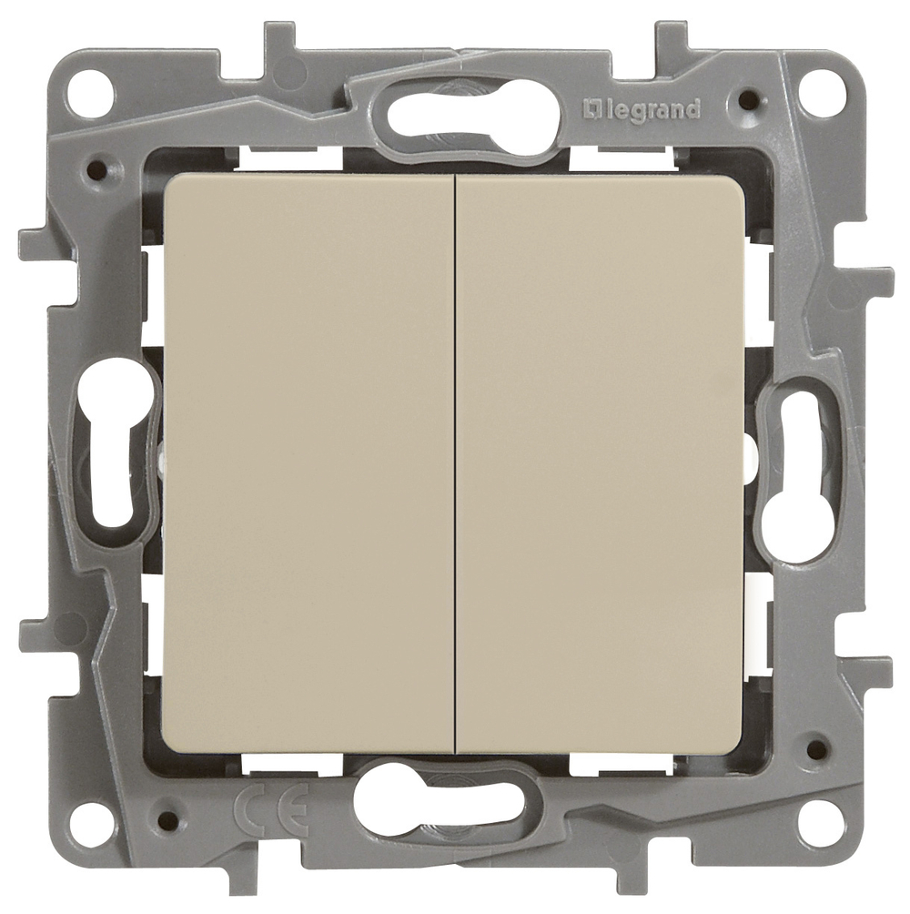 Выключатель 2х-клавишный 10А 250В слоновая кость ETIKA Legrand