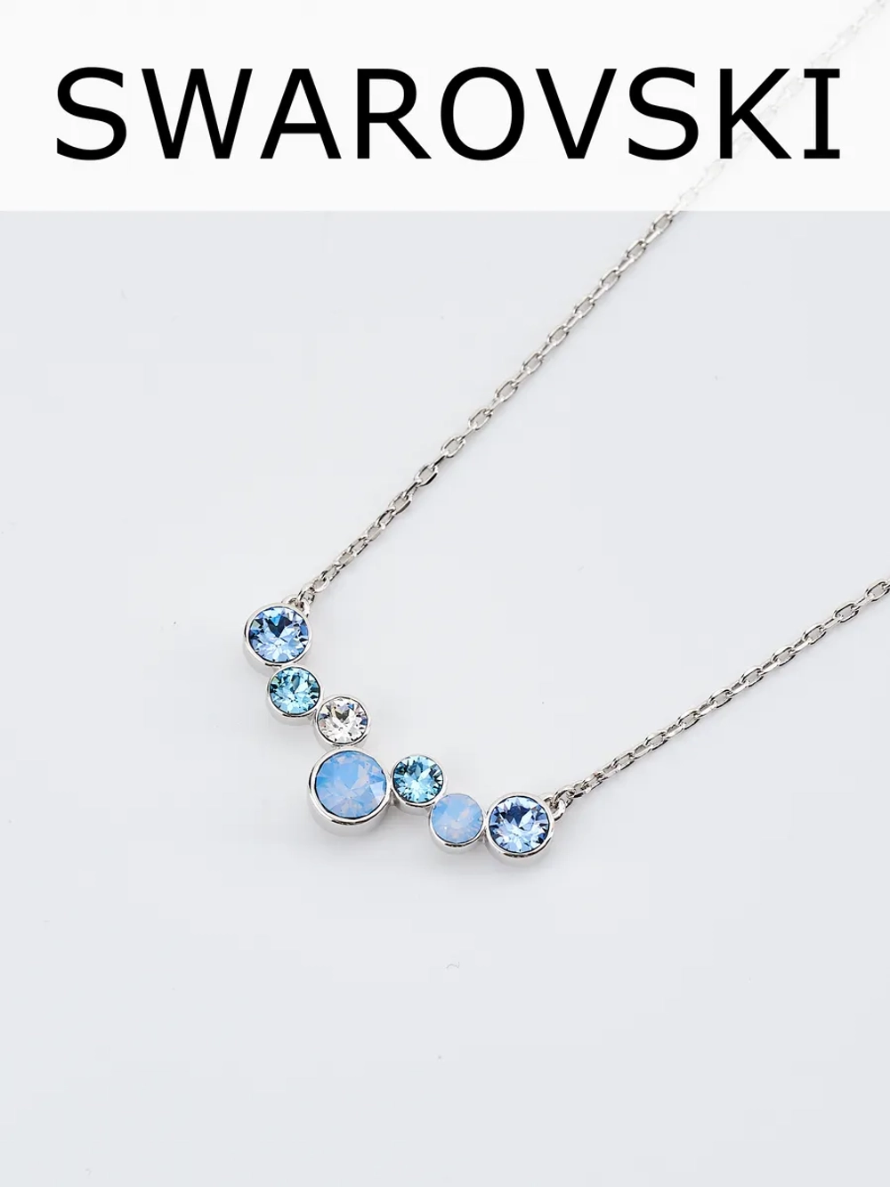 Колье-дуга Эльза с голубыми кристаллами Swarovski